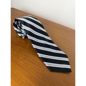 NORDSTROM Men's Striped 100% Silk Tie Black Gray Blue Classic Formal Business
